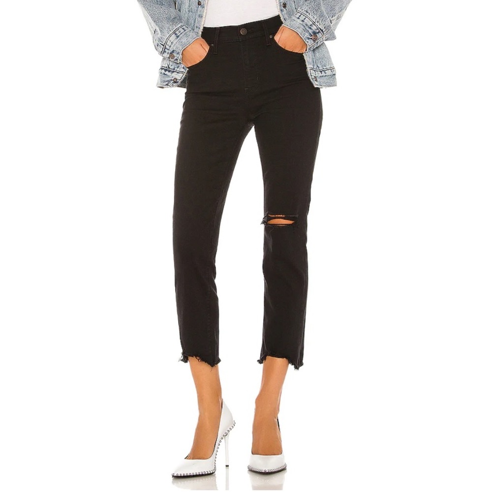 Levi’s 724 high rise straight crop in black pixel